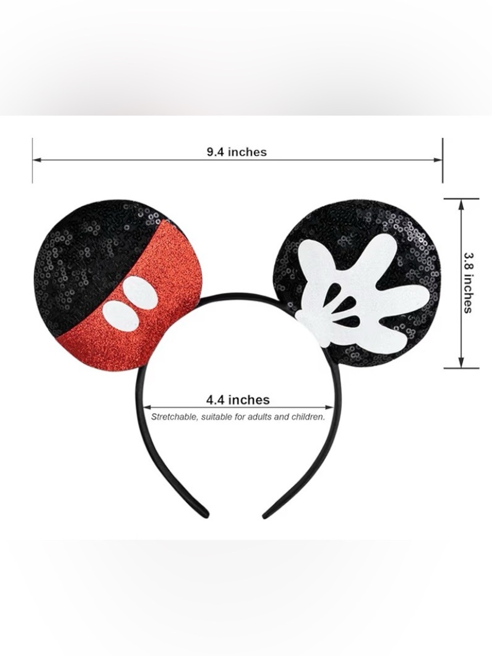 Mouse Ear Mickey Themed Headband - Black & Red - Picture 3 of 9